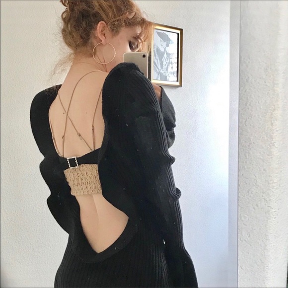 For Love And Lemons Sweaters - NEW For Love And Lemons Knitz Black Sweater SZ M